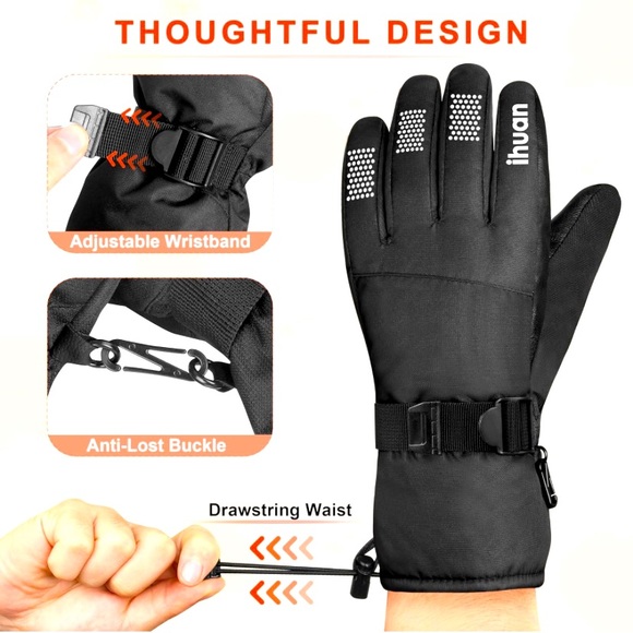 ihuan Winter Gloves Waterproof Windproof Mens Women - Warm Gloves Cold Weather - Picture 2 of 7
